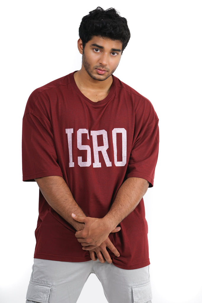 ISRO Bold Drop Shoulder T-Shirt in Wine