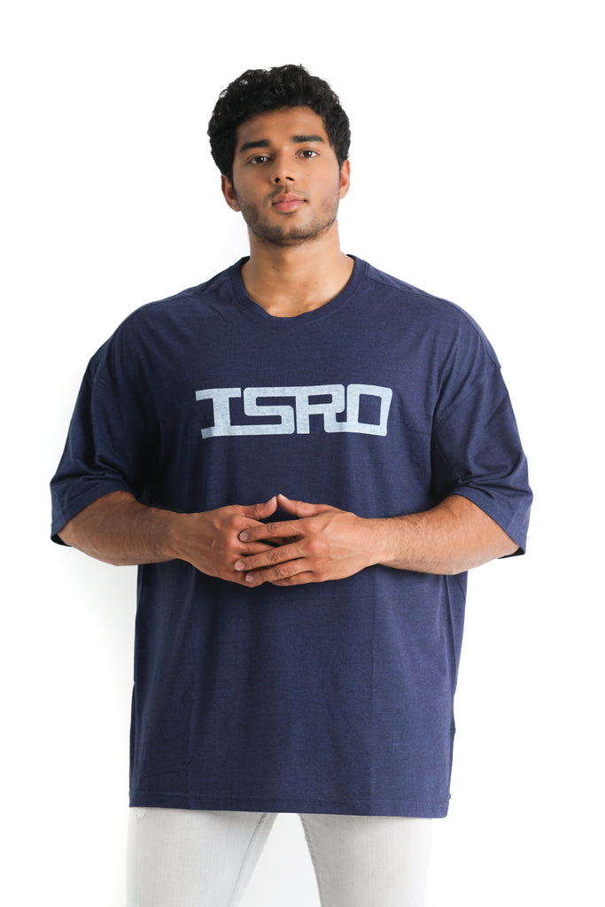 ISRO Block design Drop Shoulder T-Shirt in Navy