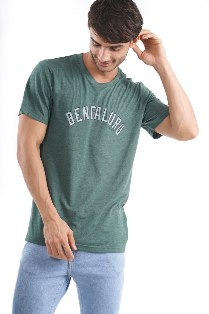 Bengaluru Curvedtypo T-Shirt in Bottle Green