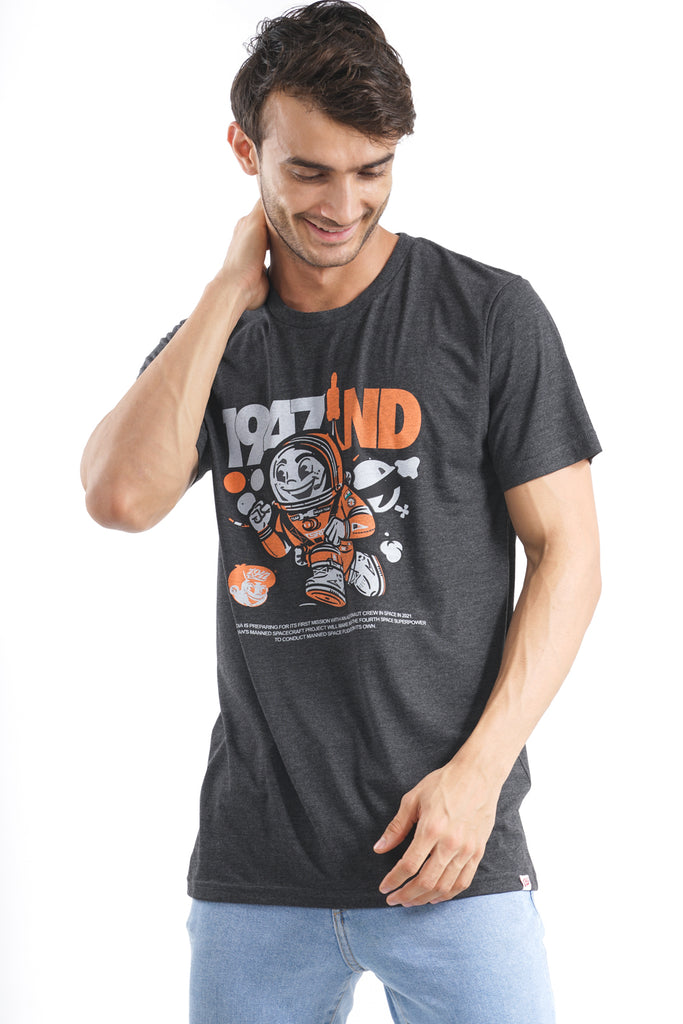 ISRONAUT Mascot T-Shirt in Charcoal