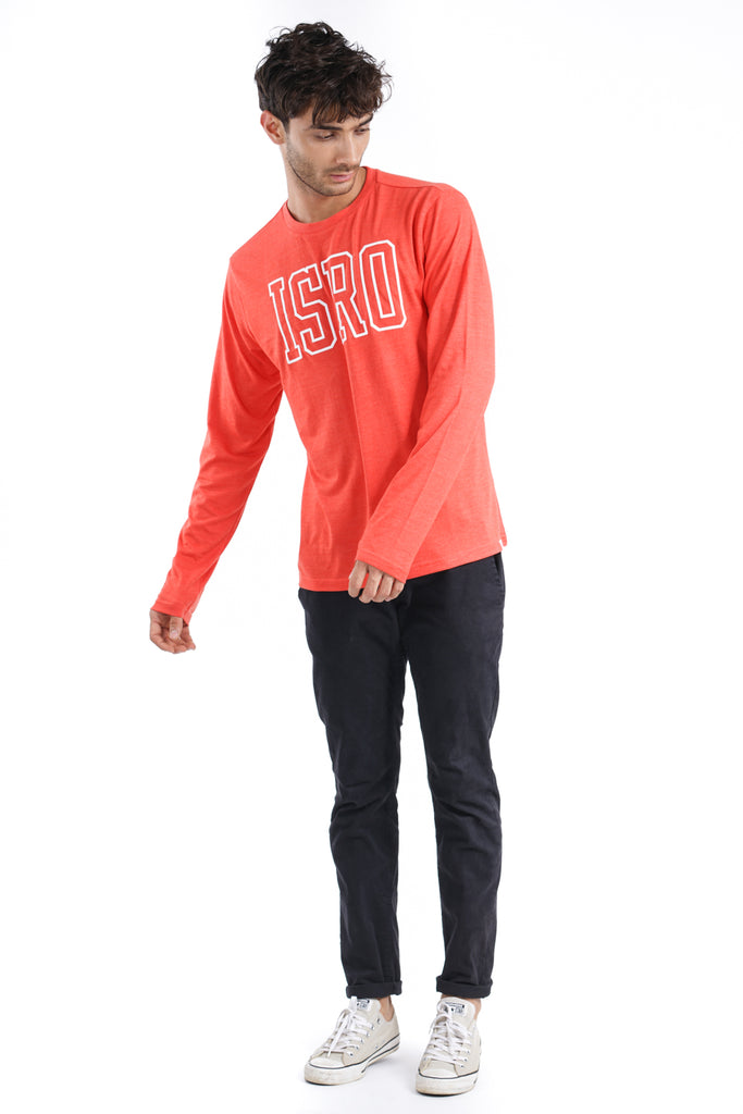 ISRO Bold Long Sleeve T-Shirt in Red