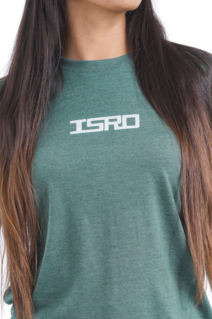 ISRO Block design Long Sleeve T-Shirt in Bottle Green