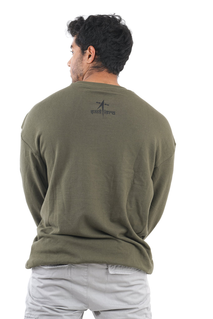 ISRONAUT RLVTD Drop Shoulder Sweatshirt in Olive